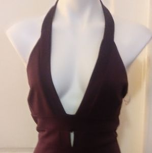 Sexy low cut purple dress